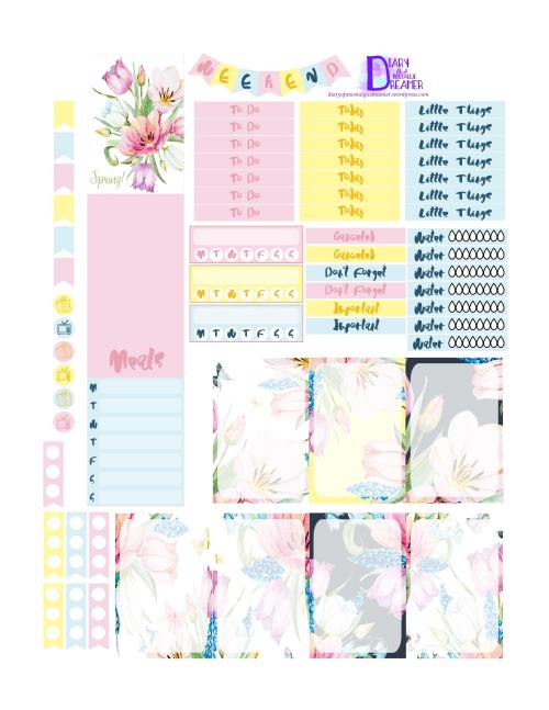 Free Spring in Bloom Printable Planner Stickers.